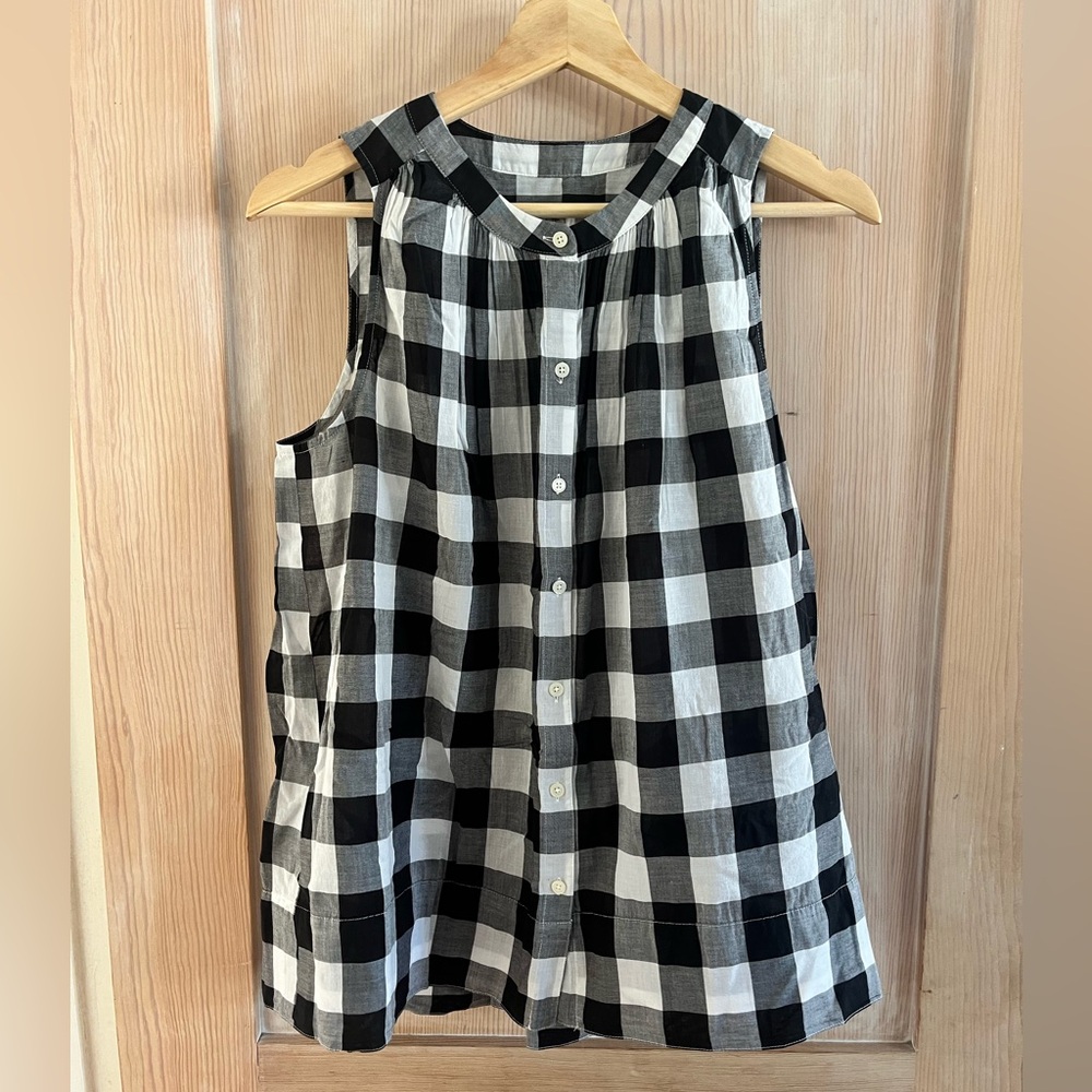 NWT LOFT Sleeveless Buffalo Check Button Down